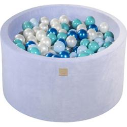 Ronde ballenbak VELVET 90x40 - Baby Blauw incl 300 ballen - Blauw Pearl, Baby Blauw, Wit Pearl, Turquoise | Ballenbakje.nl
